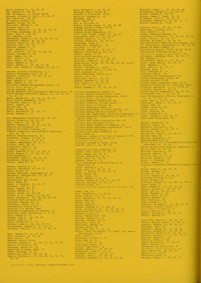 llinois Issues Quarterly Index January-March 1975