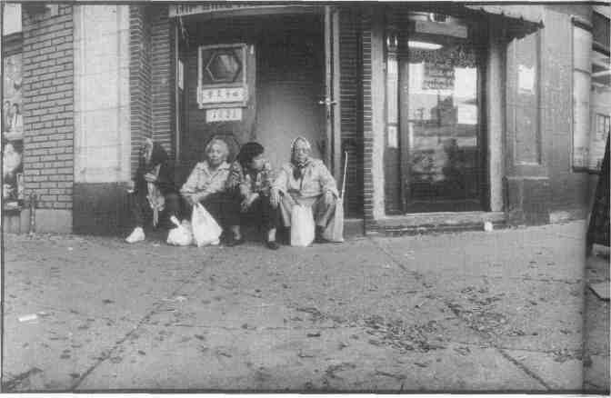 Shoppers resting in the Asian District